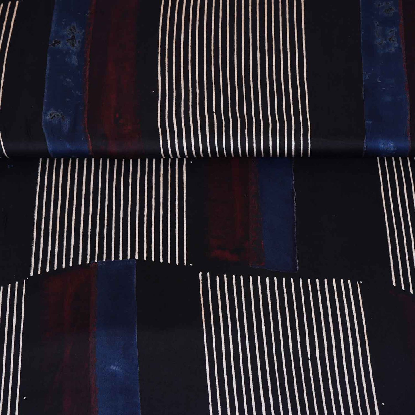 Black With Multicolour Abstract Print Modal Satin Fabric EEG-28732