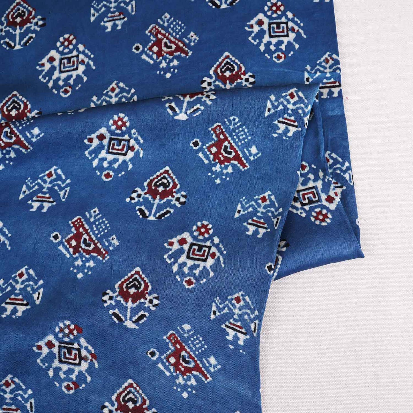 Blue Abstract Print Modal Satin Fabric EEG-28734