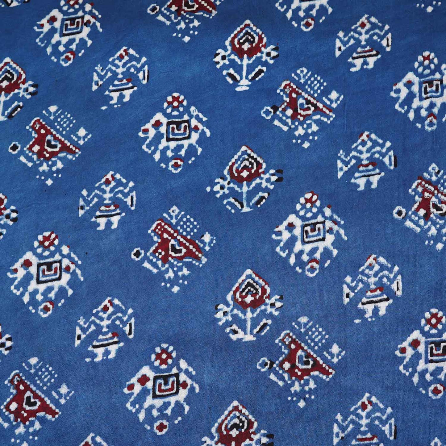 Blue Abstract Print Modal Satin Fabric EEG-28734