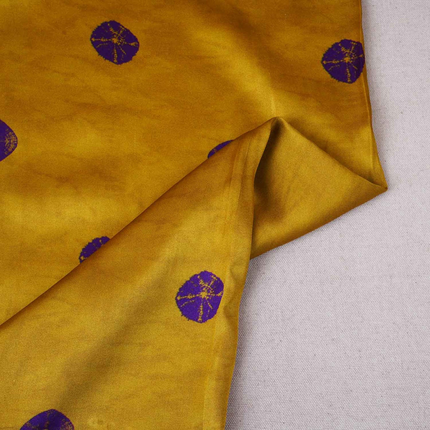 Mustard Yellow Bandhani Print Modal Satin Fabric MT-28738