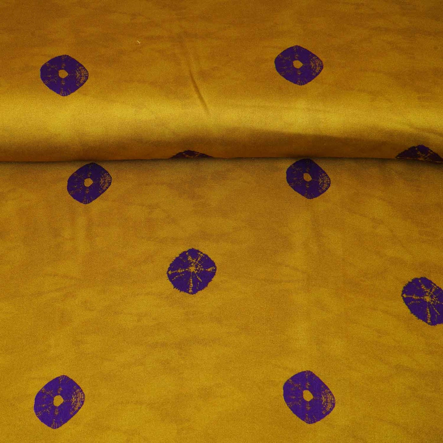 Mustard Yellow Bandhani Print Modal Satin Fabric MT-28738