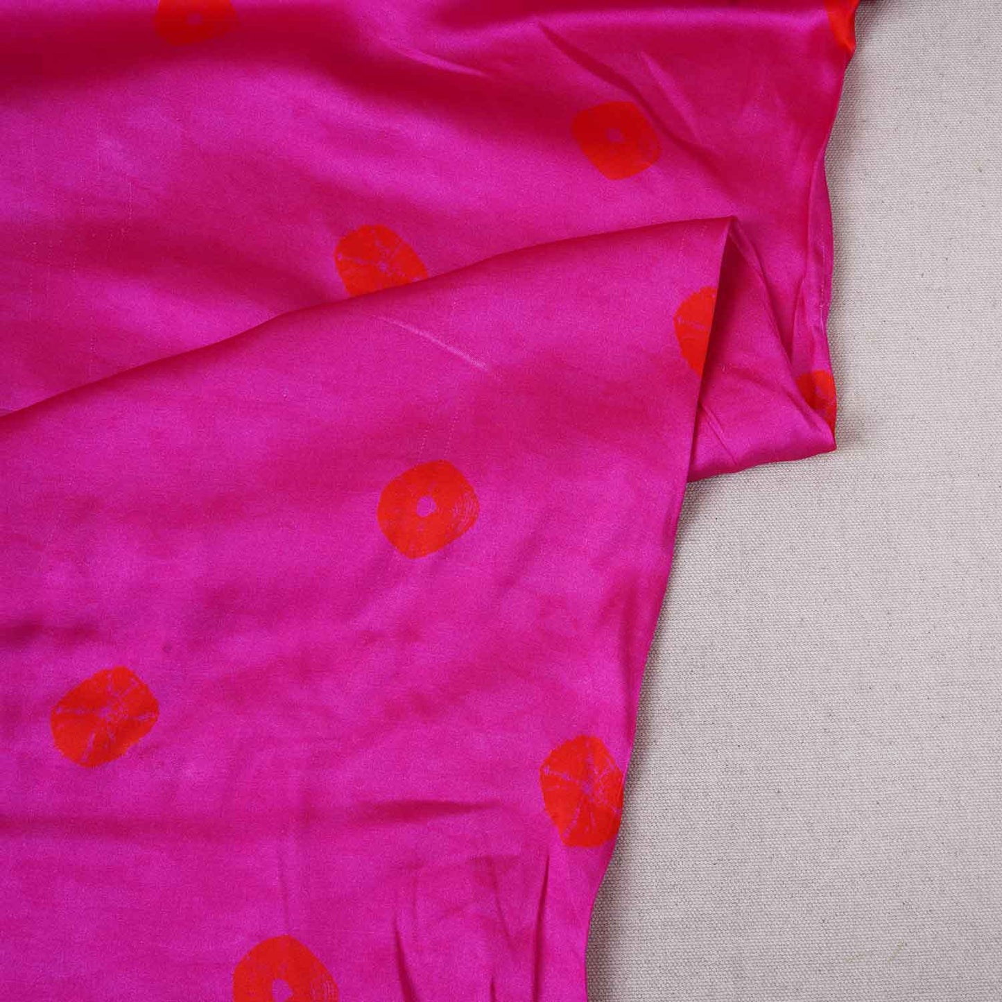 Pink Bandhani Print Modal Satin Fabric MT-28739