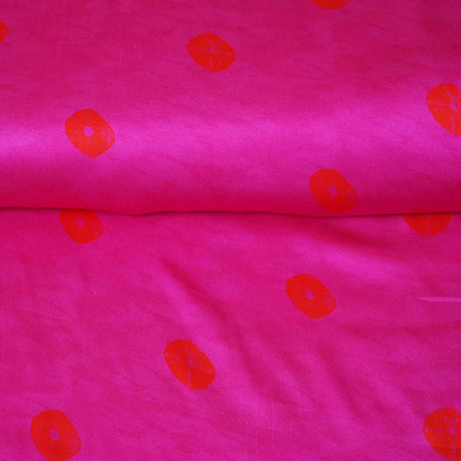 Pink Bandhani Print Modal Satin Fabric MT-28739 - TradeUNO