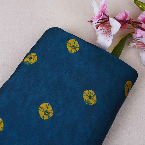 Teal Green Bandhani Print Modal Satin Fabric MT-28741