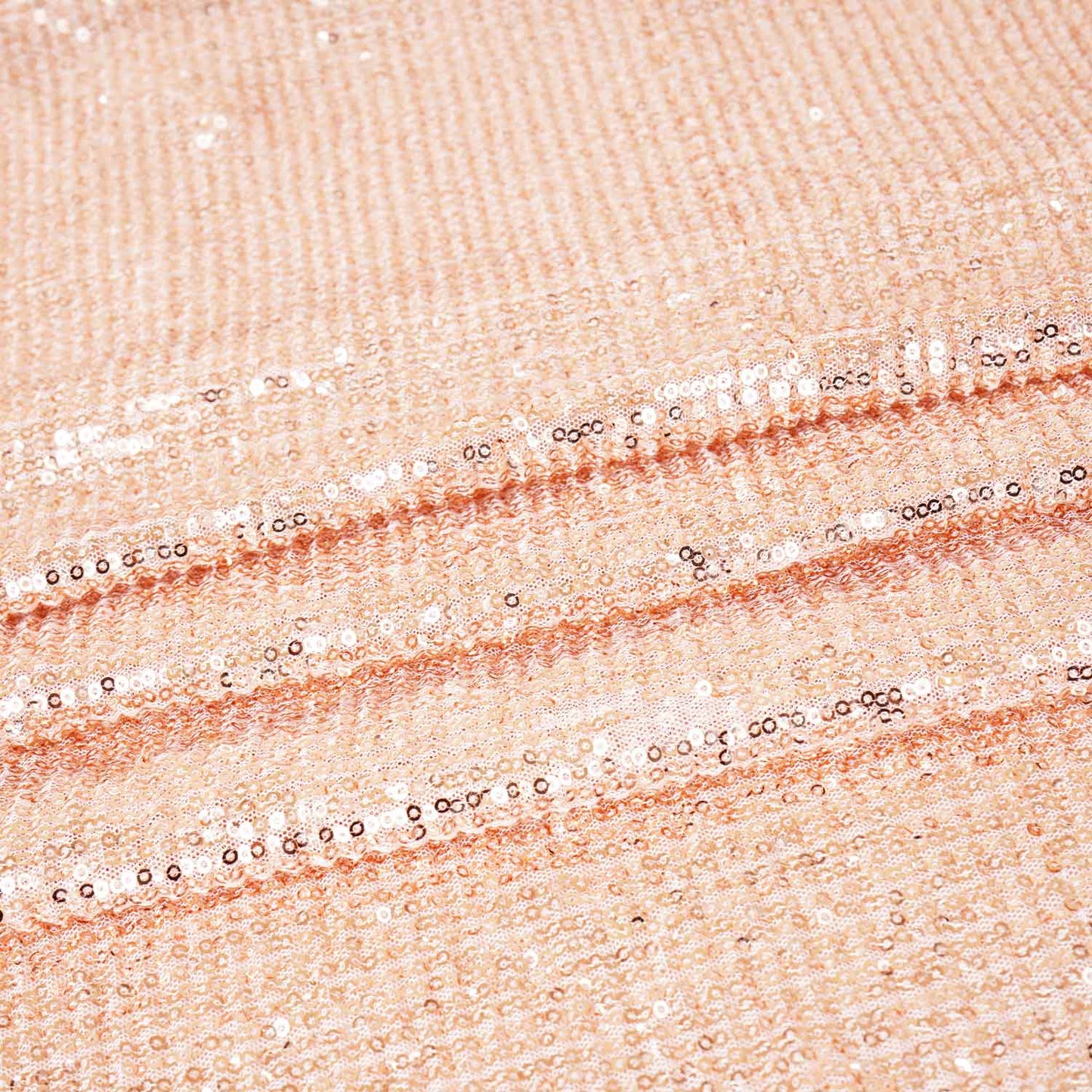 Salmon Pink Sequins & Embrodiery Crushed Power Net Imported Fabric