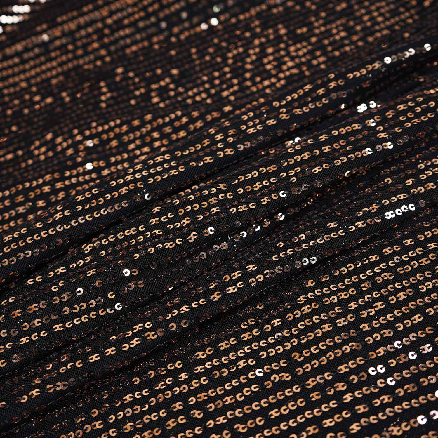 Black & Golden Sequins Embroidery Power Net Fabric - TradeUNO