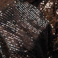 Black & Golden Sequins Embroidery Power Net Fabric