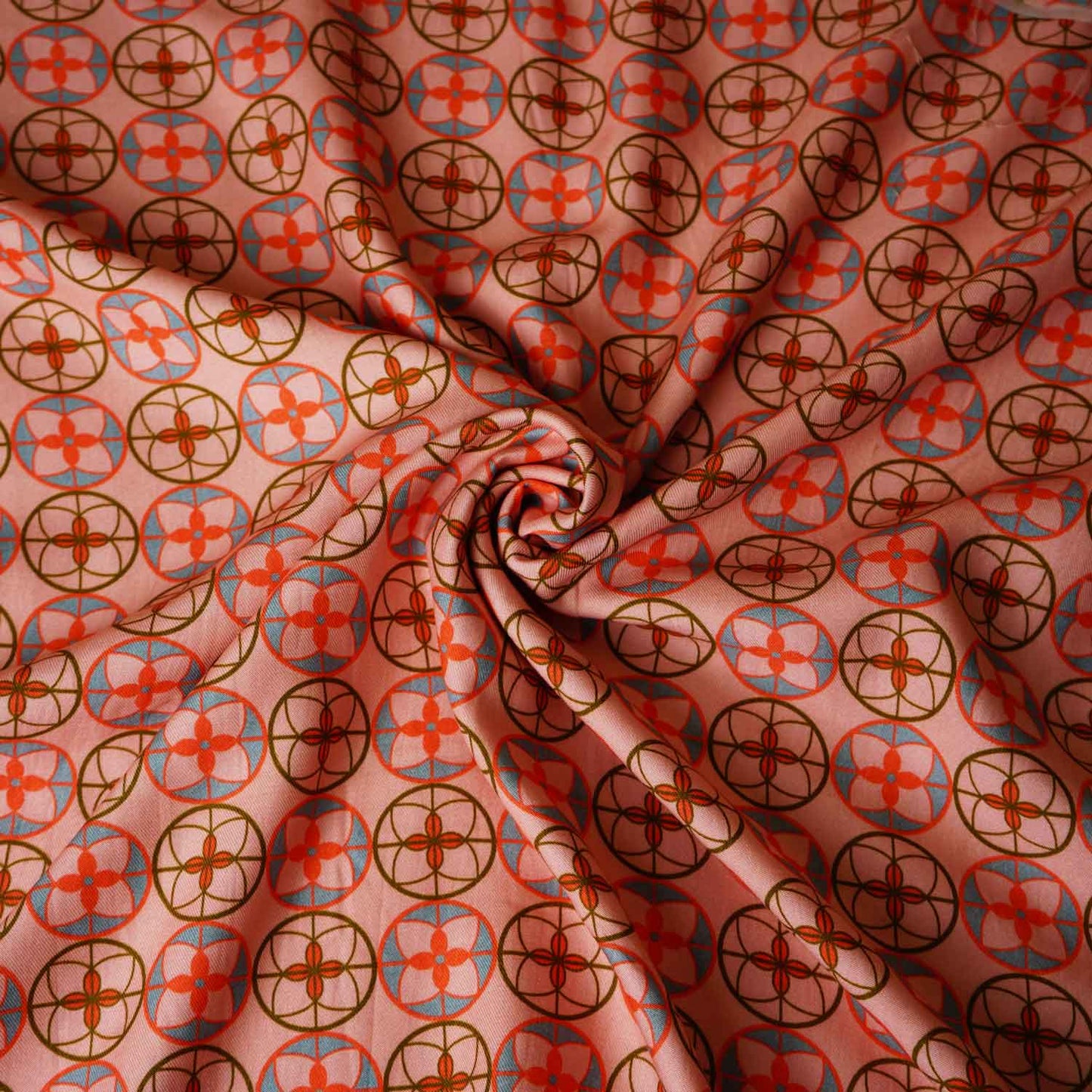 Pink Abstract Print Crepe Fabric TU-7559