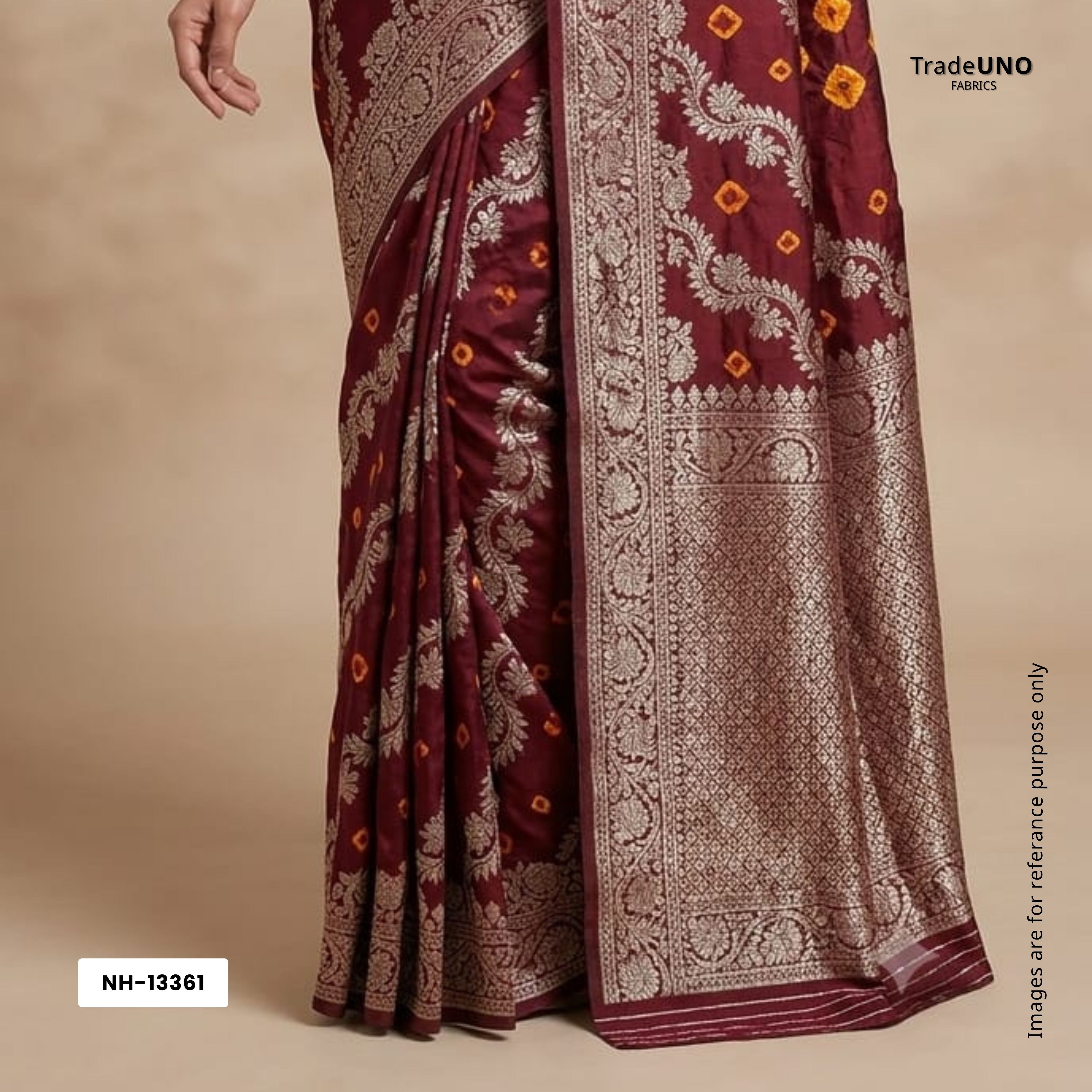 Purple Zari bandhej Jacquard Silk NH-13361 - TradeUNO