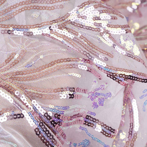 Pink Sequins Embroidery Imported Power Net  Fabric - TradeUNO