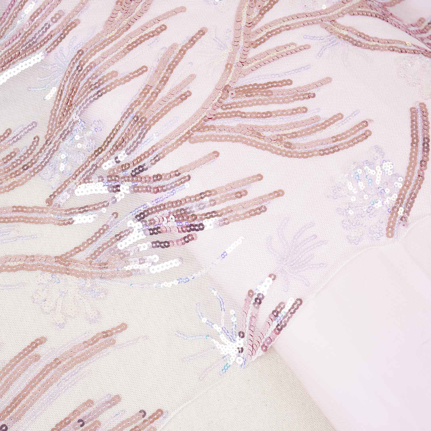 Pink Sequins Embroidery Imported Power Net  Fabric - TradeUNO