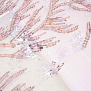 Pink Sequins Embroidery Imported Power Net  Fabric - TradeUNO