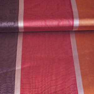 Wine With Multicolor Strips Chanderi Tissue Fabric CW-28767 - TradeUNO