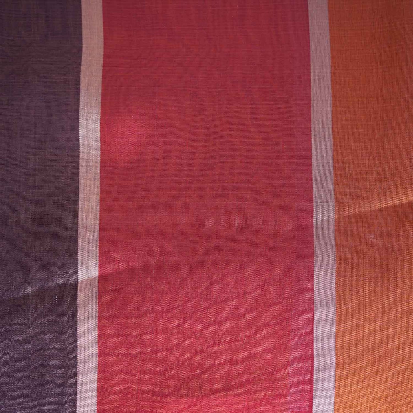 Wine With Multicolor Strips Chanderi Tissue Fabric CW-28767