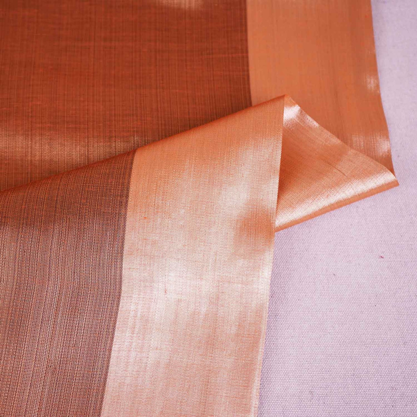 Golden With Multicolor Strips Chanderi Tissue Fabric CW-28769