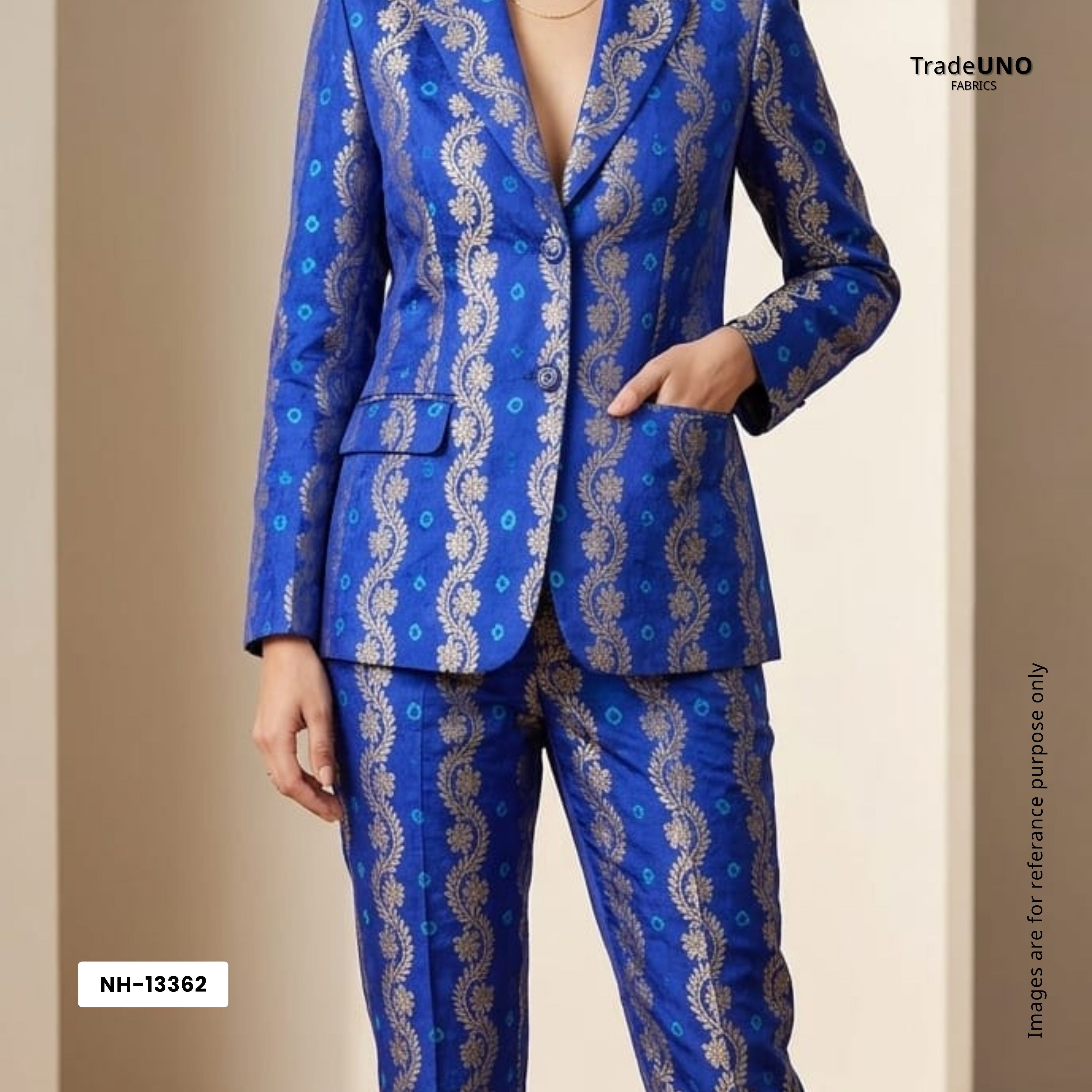 Blue Zari bandhej Jacquard Silk NH-13362 - TradeUNO
