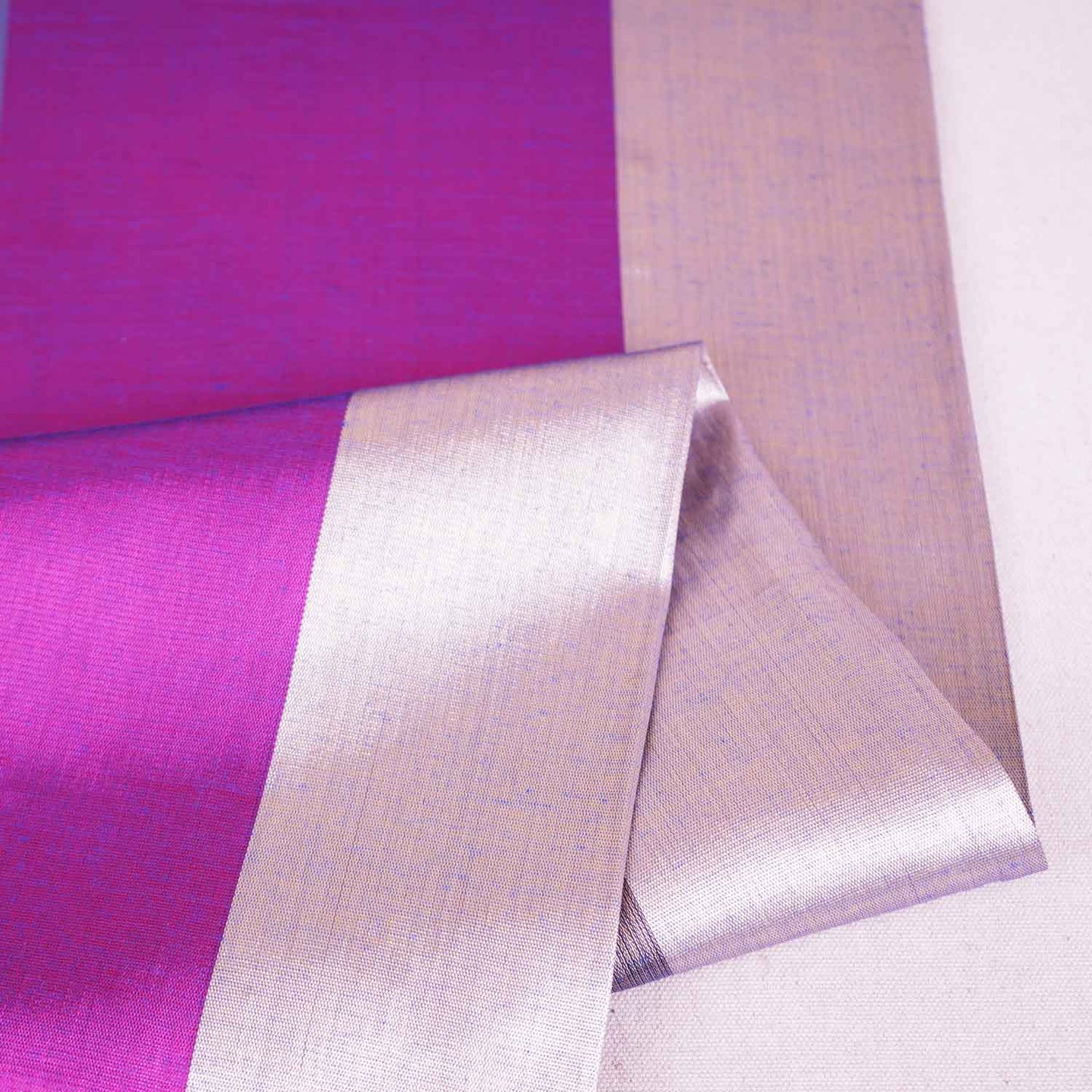 Wine With Multicolor Strips Chanderi Tissue Fabric CW-28771