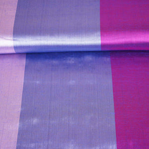 Wine With Multicolor Strips Chanderi Tissue Fabric CW-28771 - TradeUNO