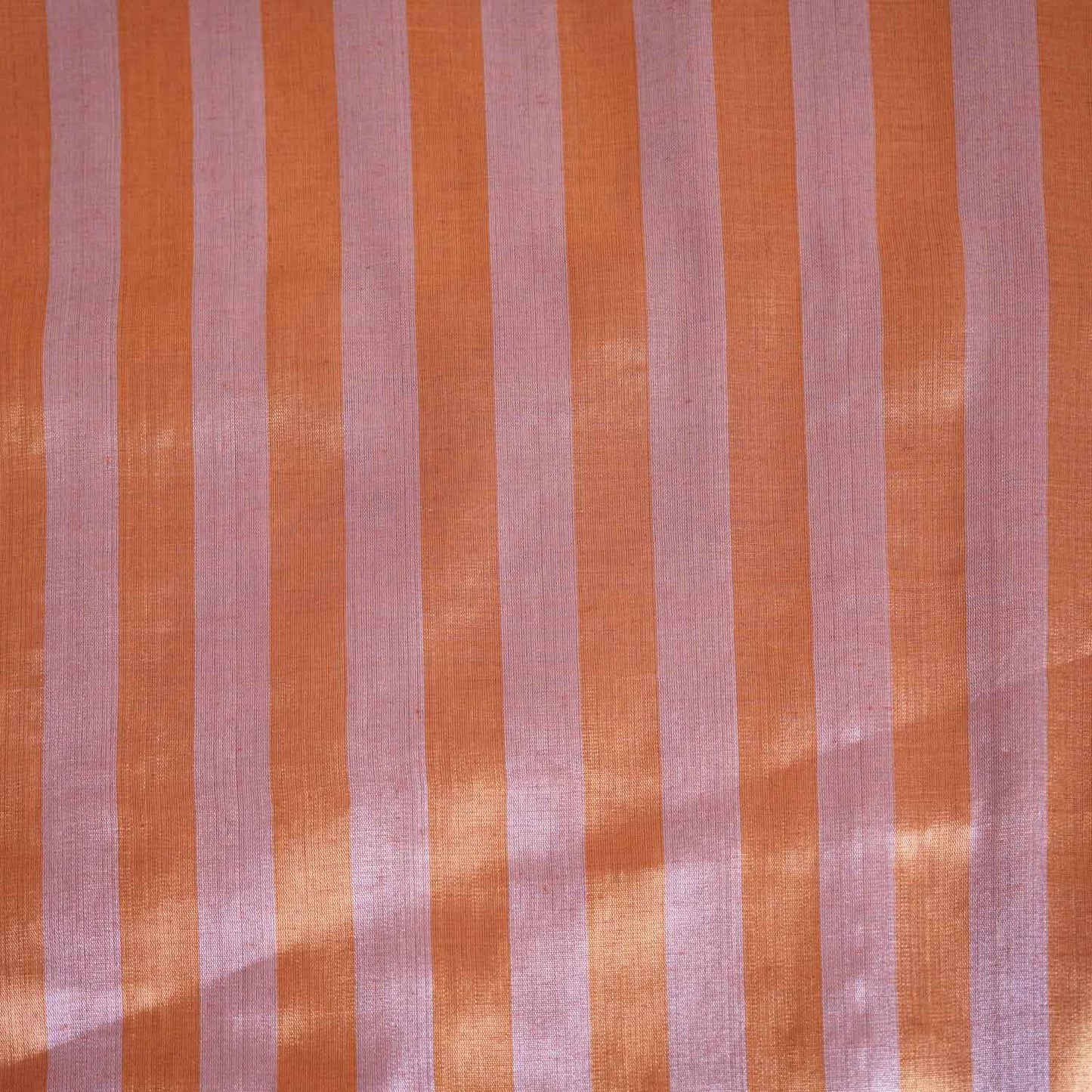 Silver with Golden Strips Chanderi Tissue Fabric CW-28773