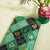 Green With Black Bandhani Chevron Print Zari Chinnon TU-7854