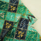 Green With Black Bandhani Chevron Print Zari Chinnon TU-7854