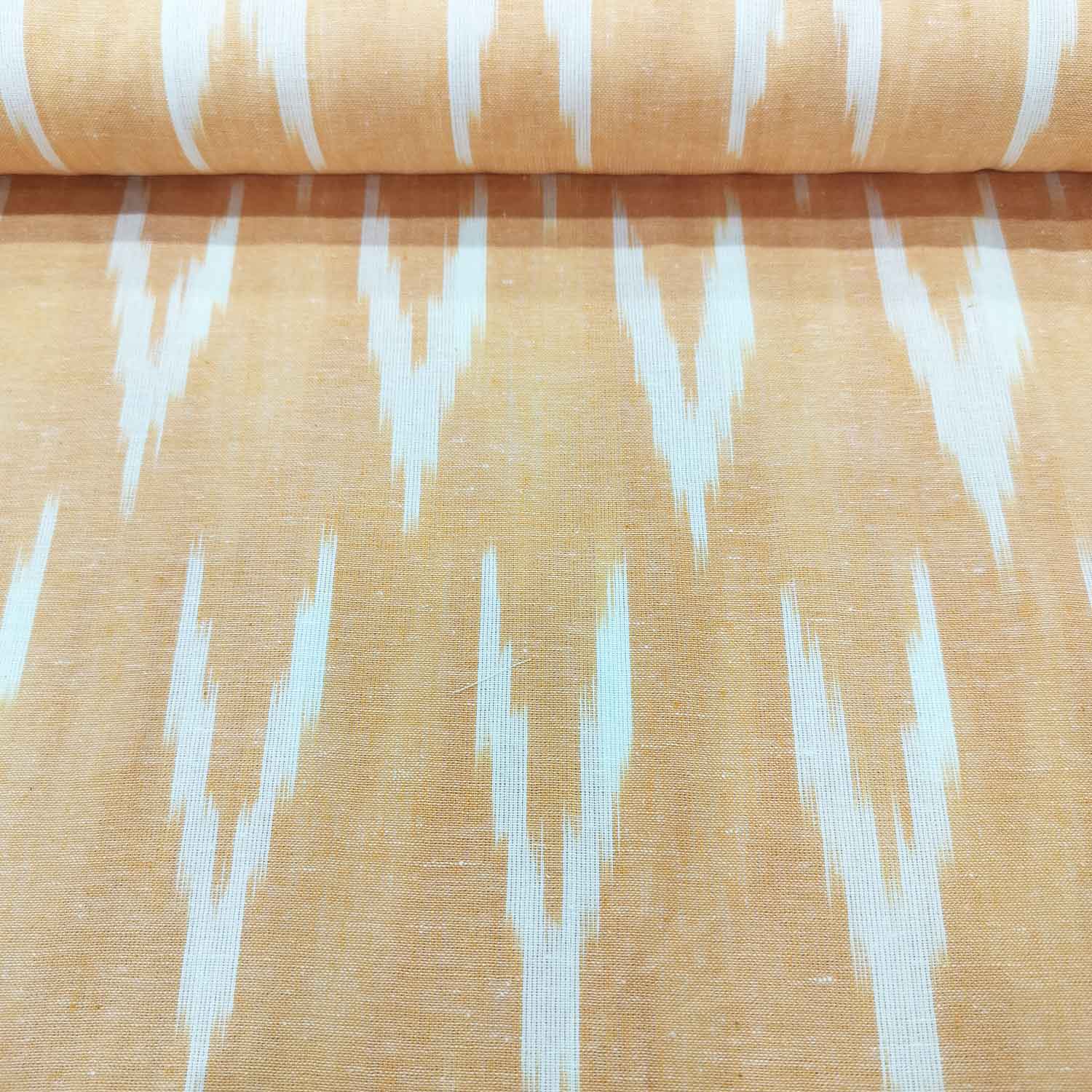 Yellow With White Ikkat Print Cotton TU-7918