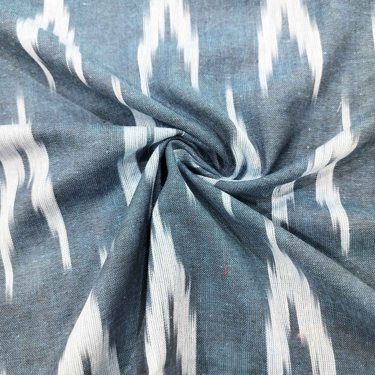 Teal Green With Blue Ikkat Print Cotton TU-7921