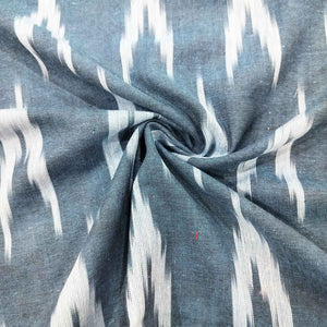 Teal Green With Blue Ikkat Print Cotton TU-7921
