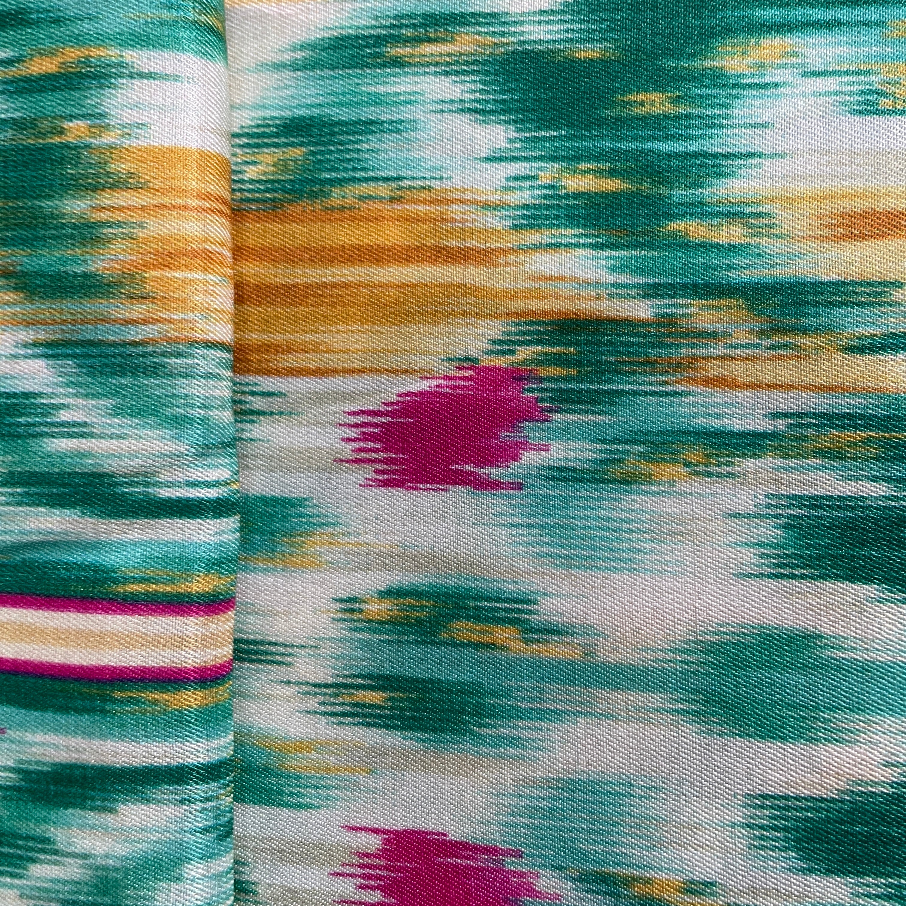 Multicolor Ikkat Print Bemberg Gajji Silk Fabric - TradeUNO
