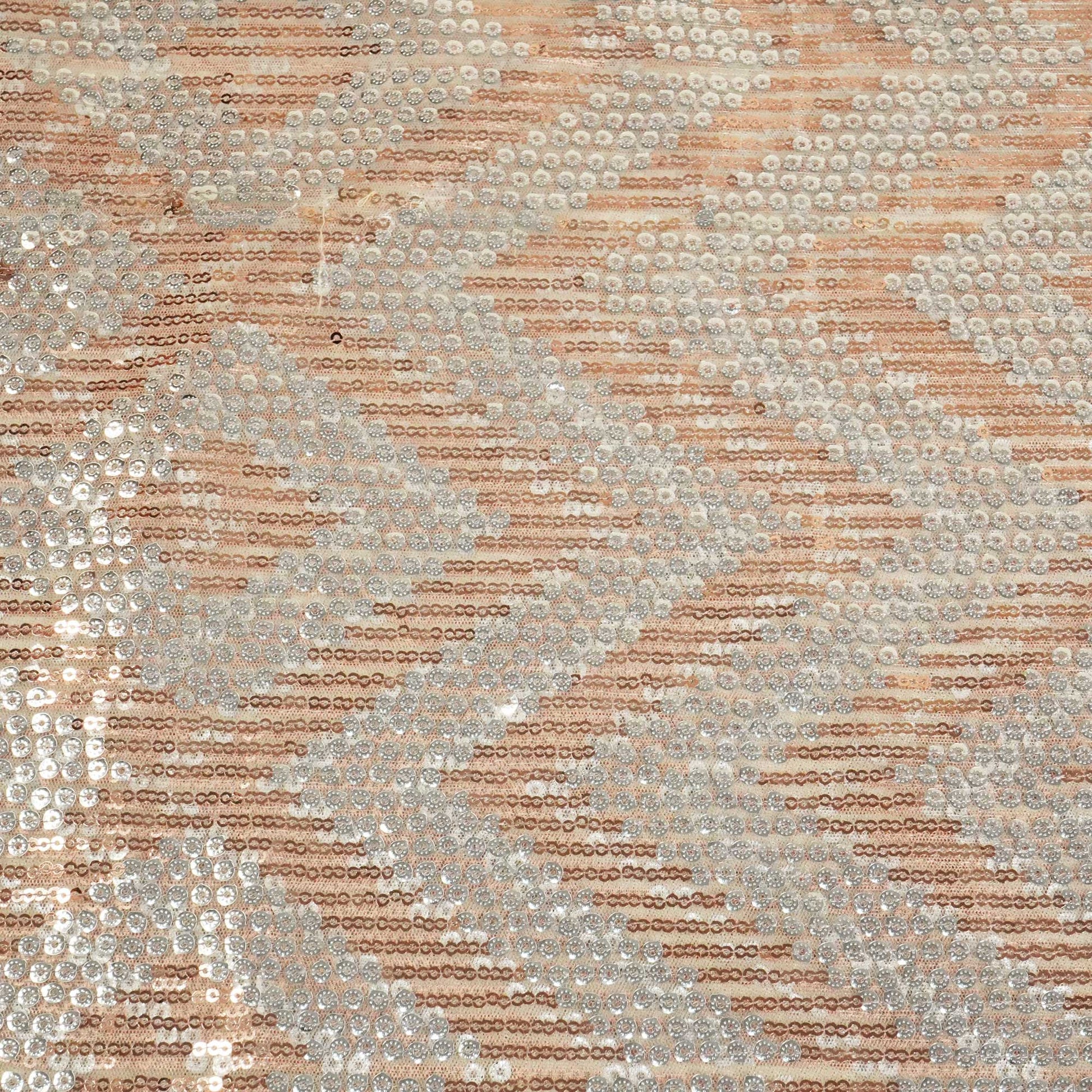 Grey With Brown & Silver Chevron Sequence Net TU-7954
