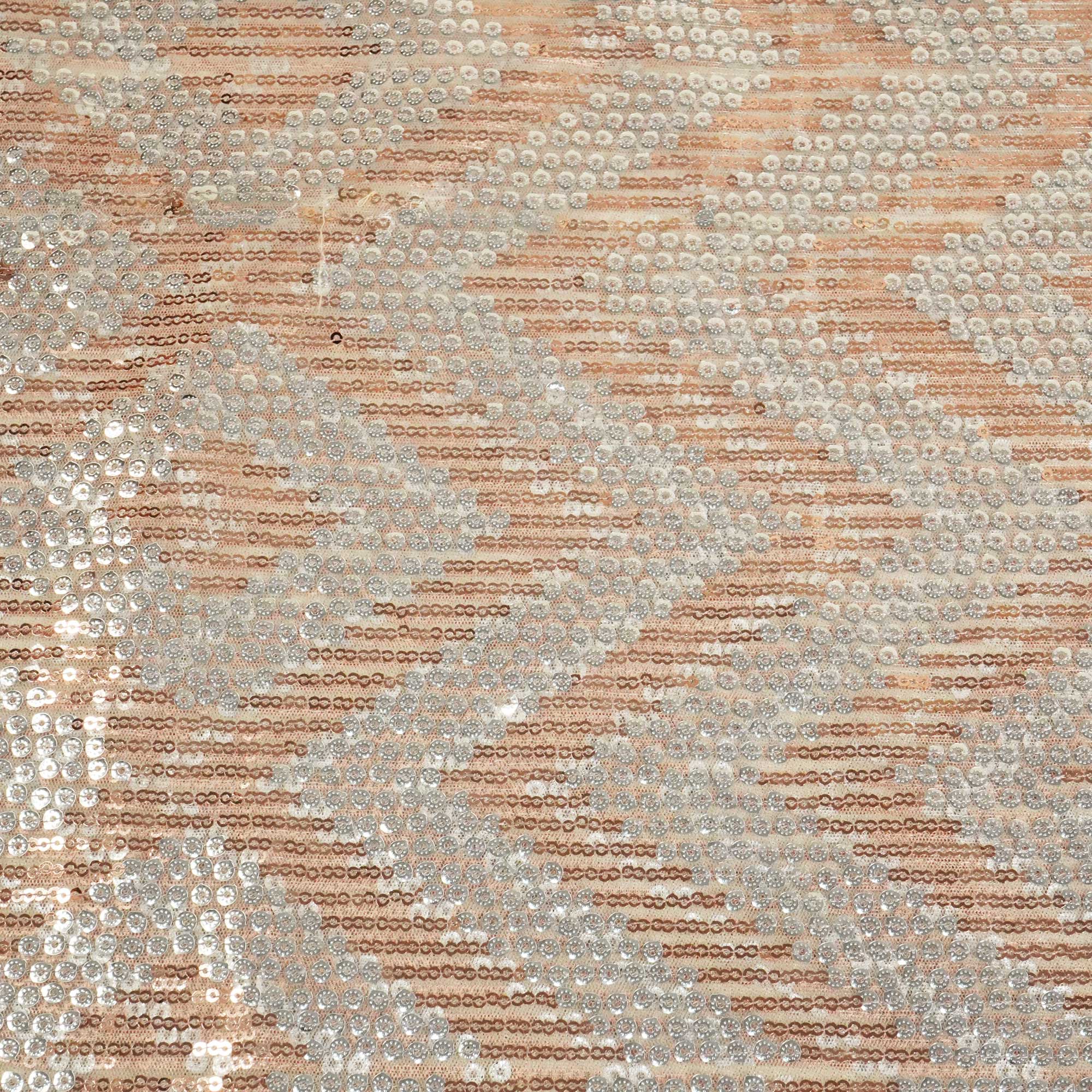 Grey With Brown & Silver Chevron Sequence Net TU-7954