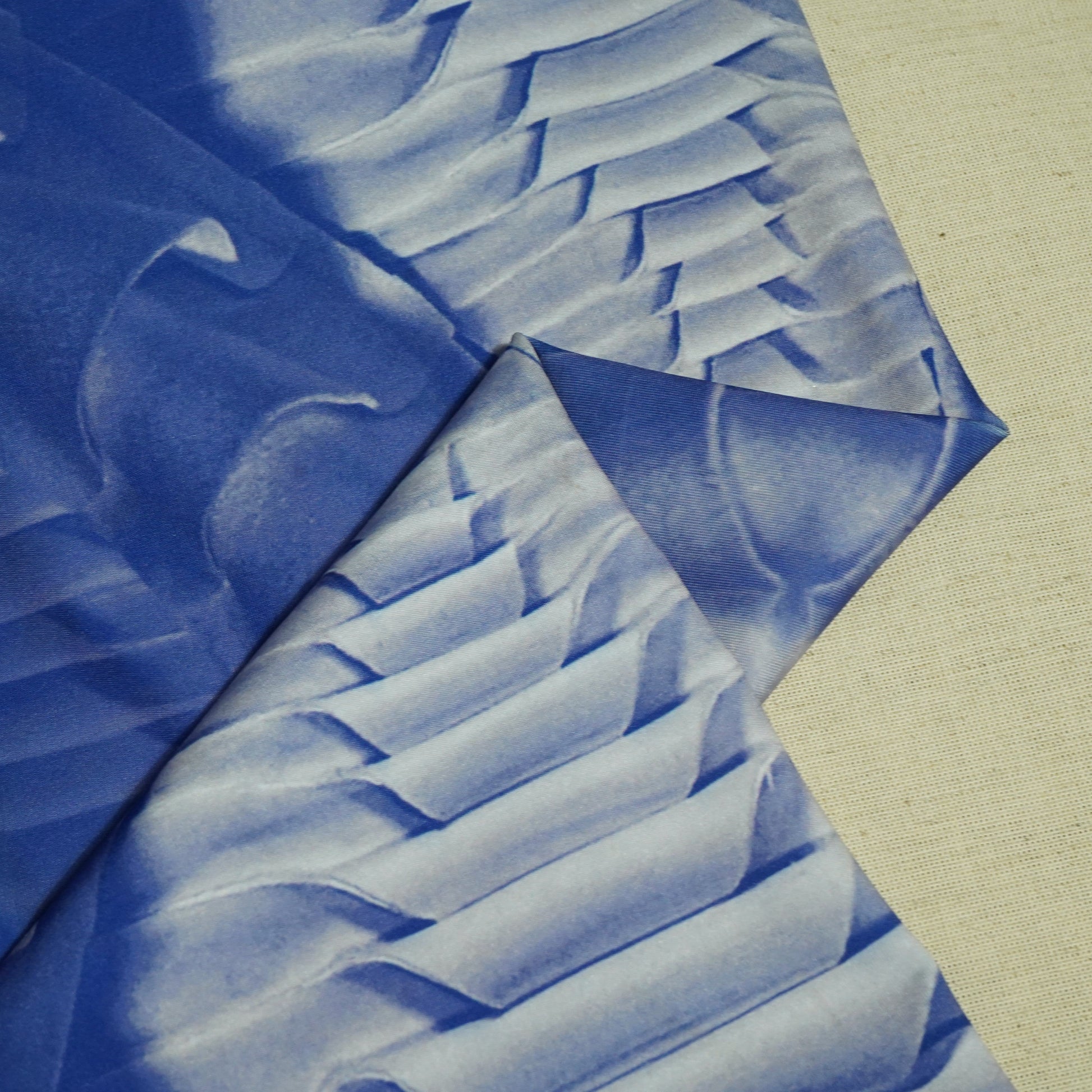 Blue With White Stripe Print Knitted Lycra TU-7959