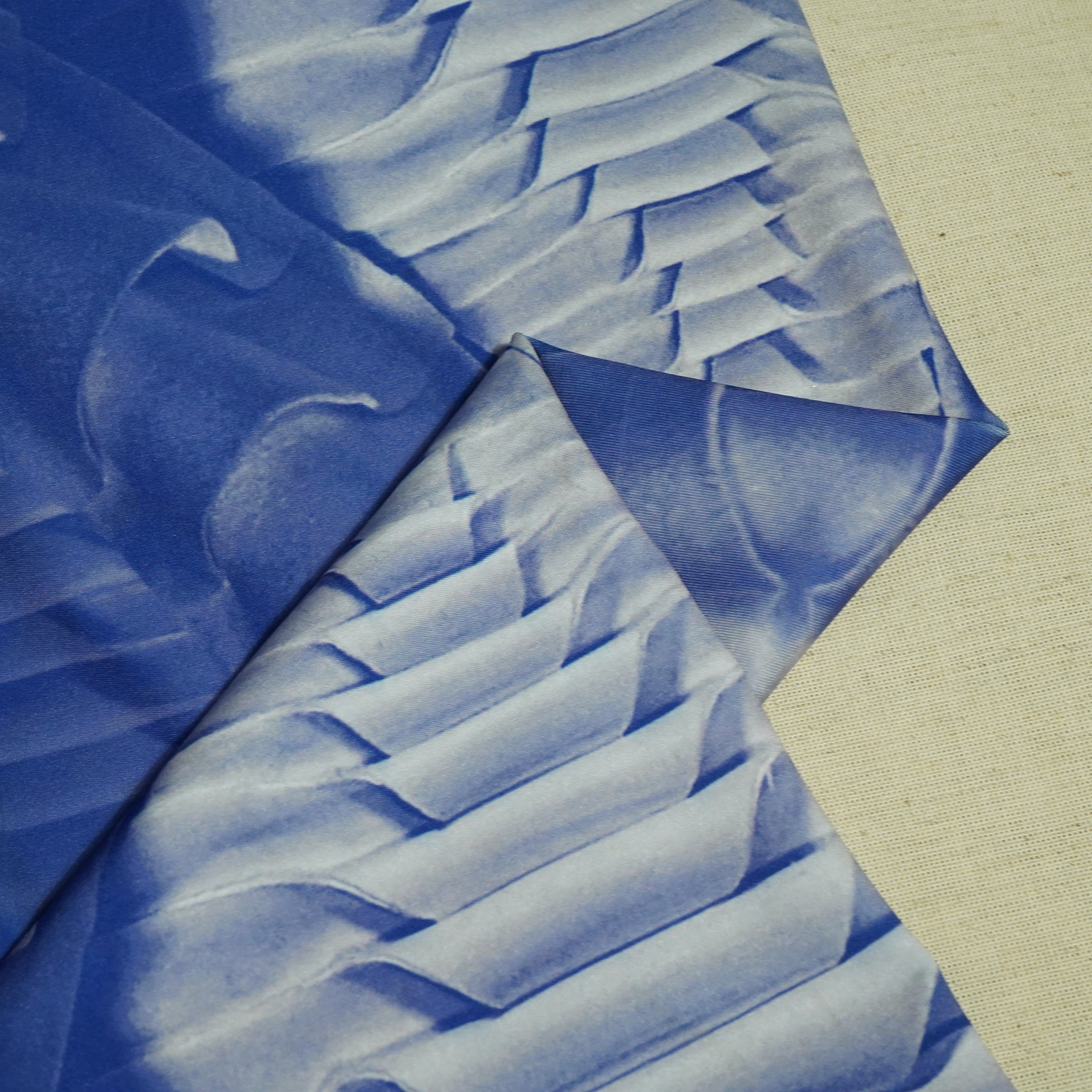 Blue With White Stripe Print Knitted Lycra TU-7959