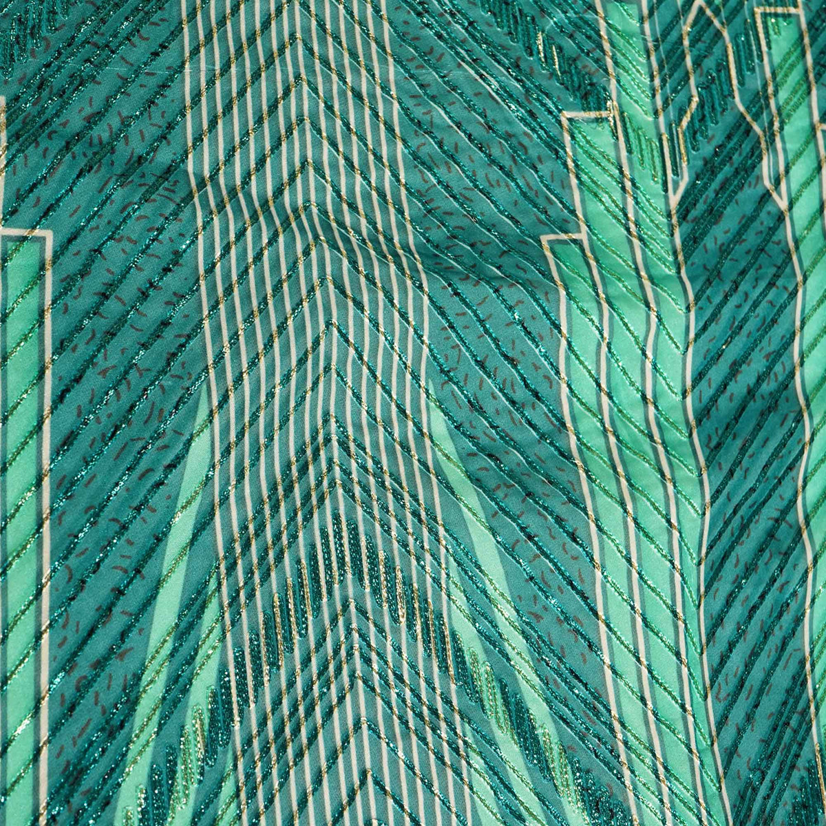 Green Gotta Embrodiery Georgette Satin TU-7981