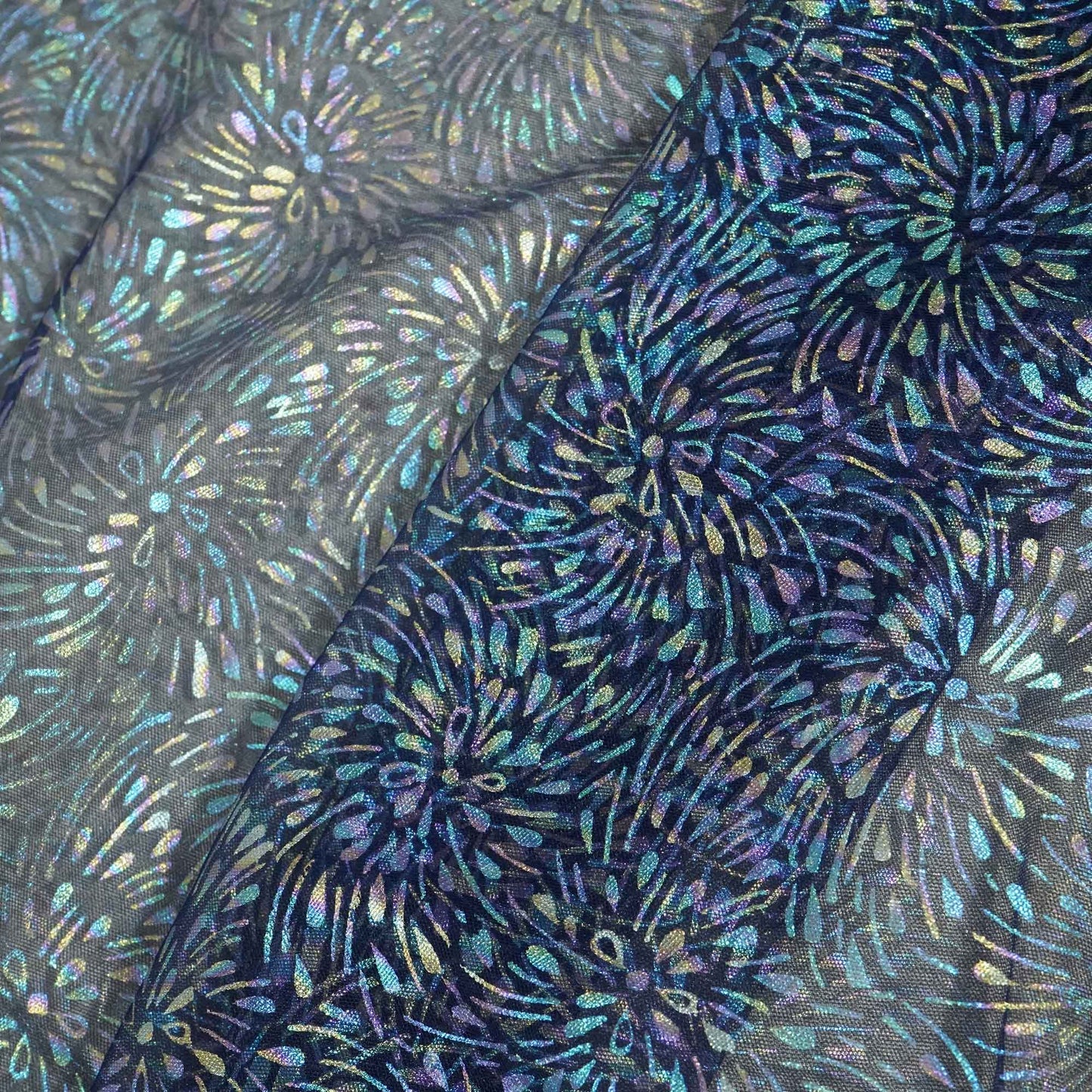 Navy Blue With Multicolor Floral Zari Net TU-8102