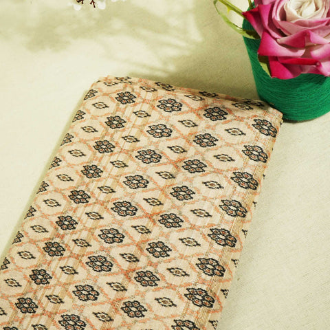 Pink Ikkat Print Slub Tusser Silk TU-8140