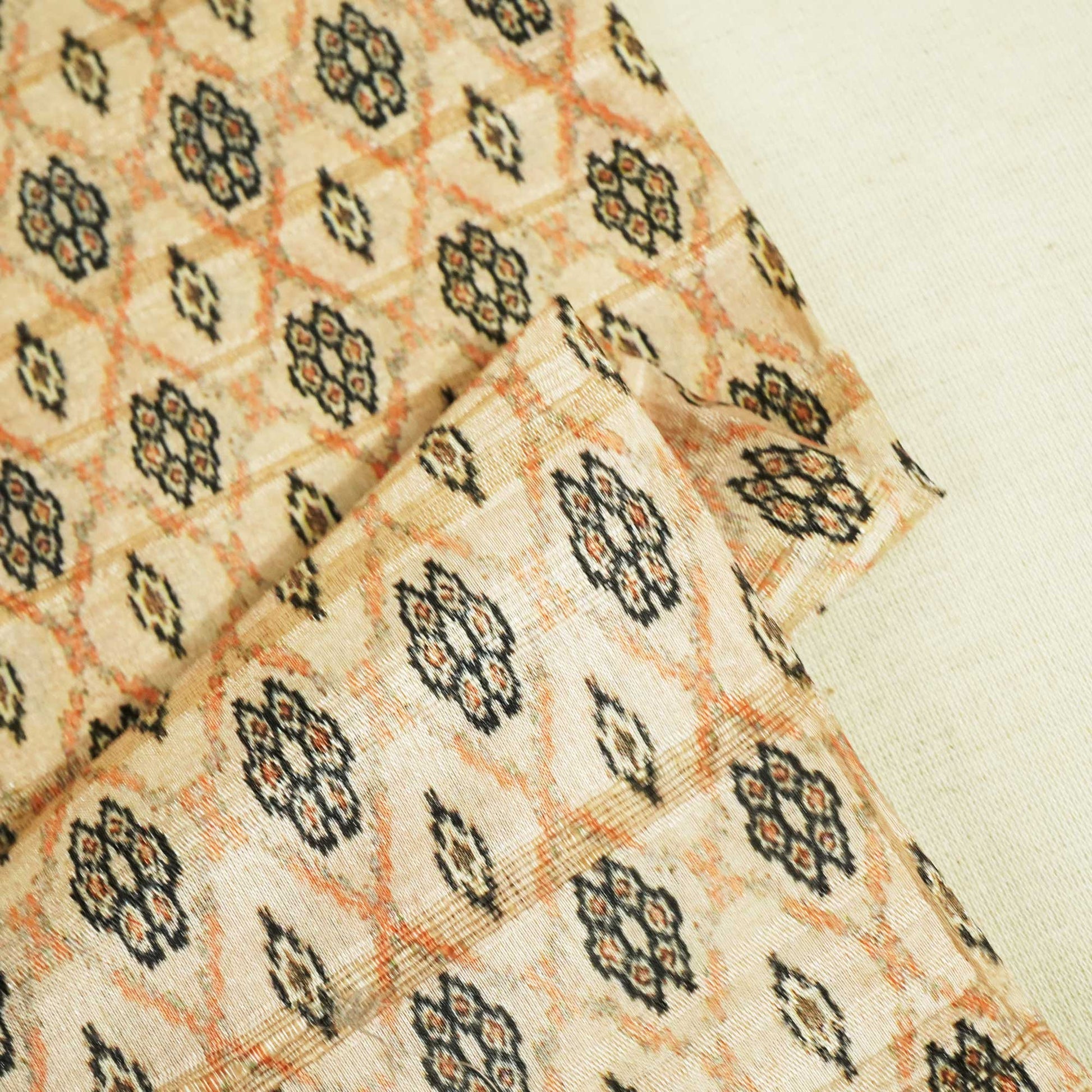 Pink Ikkat Print Slub Tusser Silk TU-8140