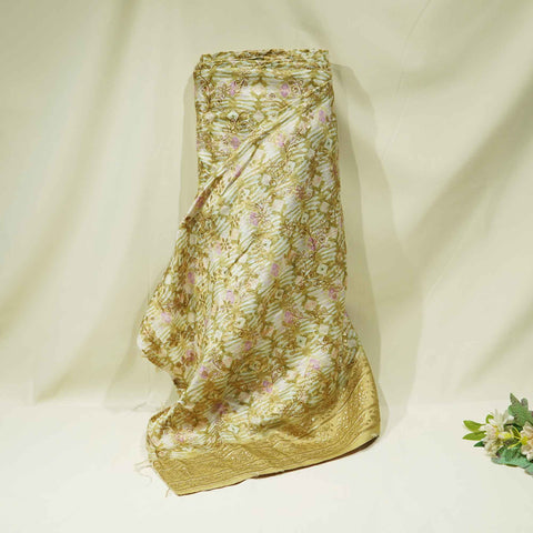 Mint Green Geomaterical Print Gold Zari Dola Silk Jacquard TU-8149