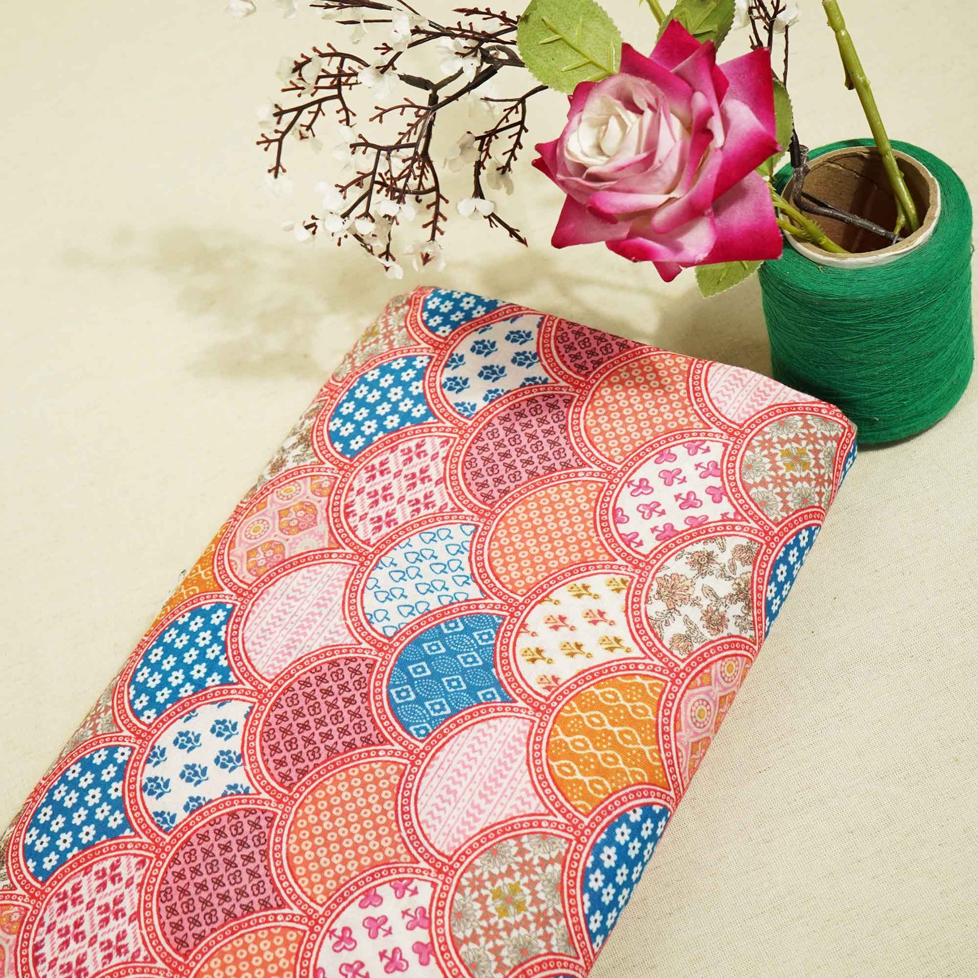 Multicolor Traditional Print Mulmul BJ-8548