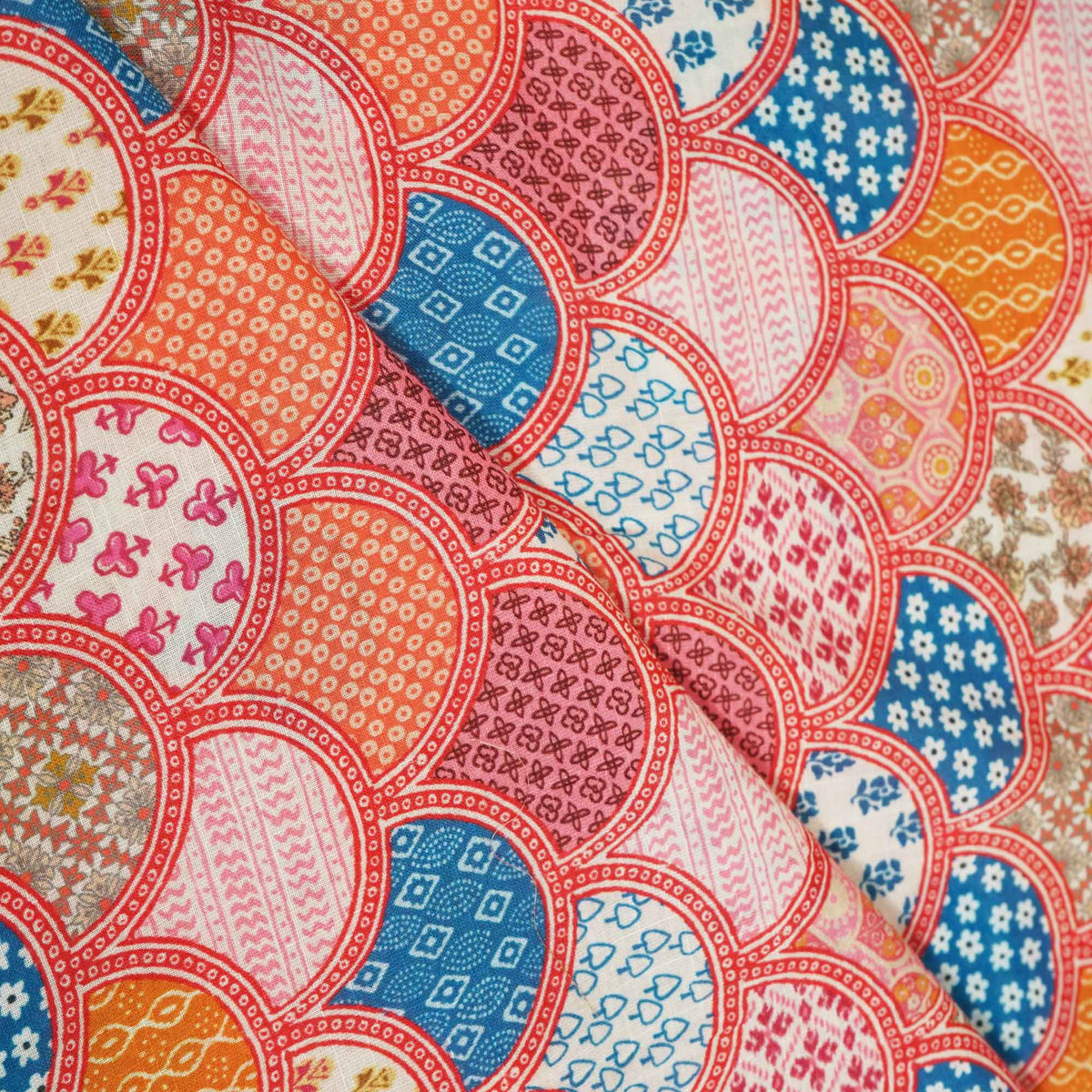 Multicolor Traditional Print Mulmul BJ-8548