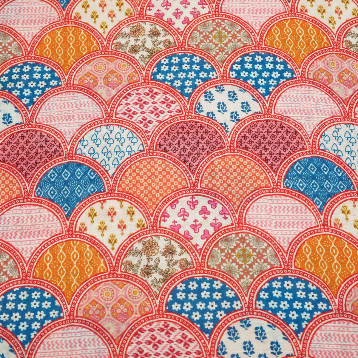 Multicolor Traditional Print Mulmul BJ-8548