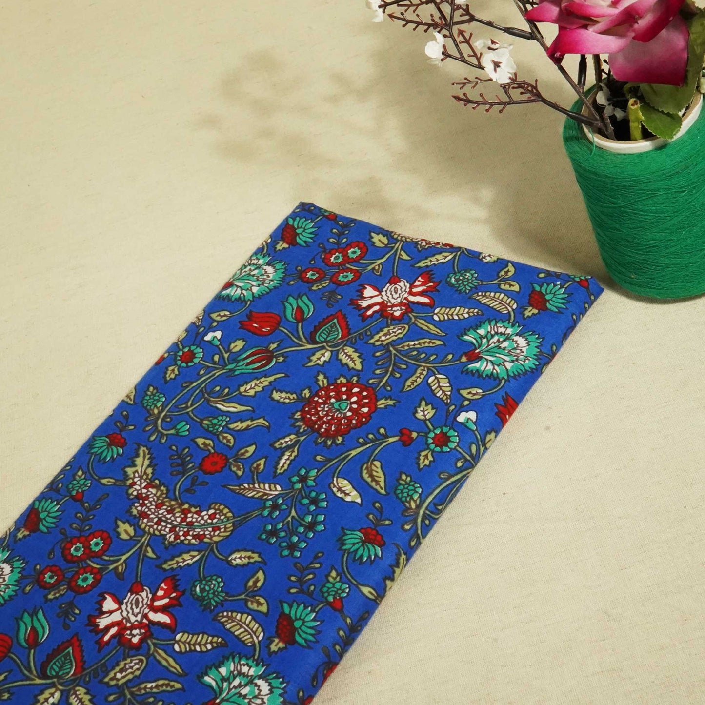Blue & Red Floral Print Cotton TU-8587