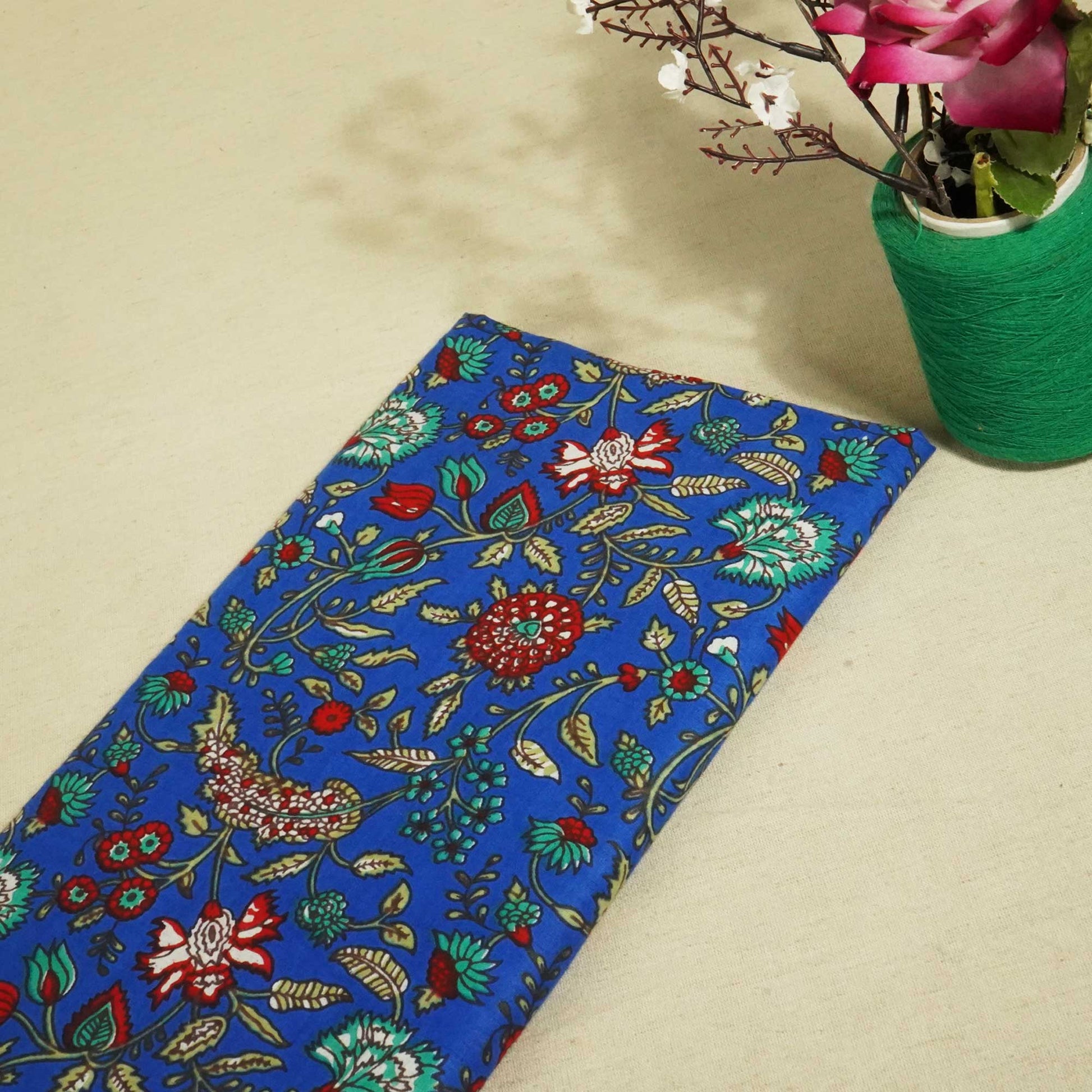 Blue & Red Floral Print Cotton TU-8587
