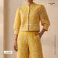 Mustard Traditional Dori Work Organza Fabric VFS-31521 - TradeUNO