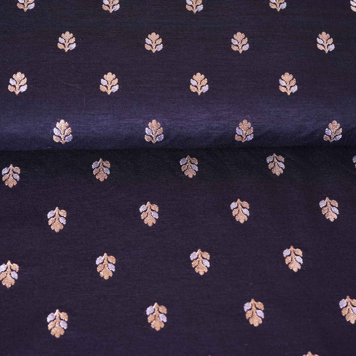 Black Butti Katan Silk Fabric NH-28869 - TradeUNO