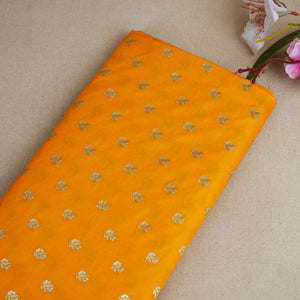 Mustard Yellow Butti Katan Silk Fabric NH-28871 - TradeUNO