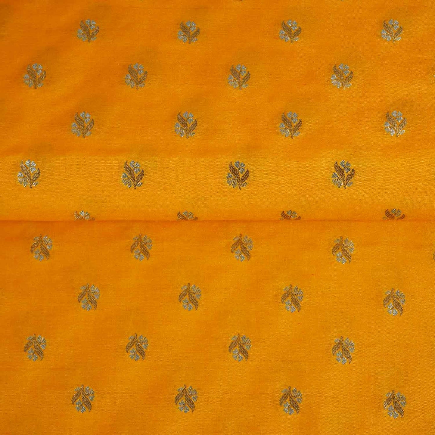 Mustard Yellow Butti Katan Silk Fabric NH-28871