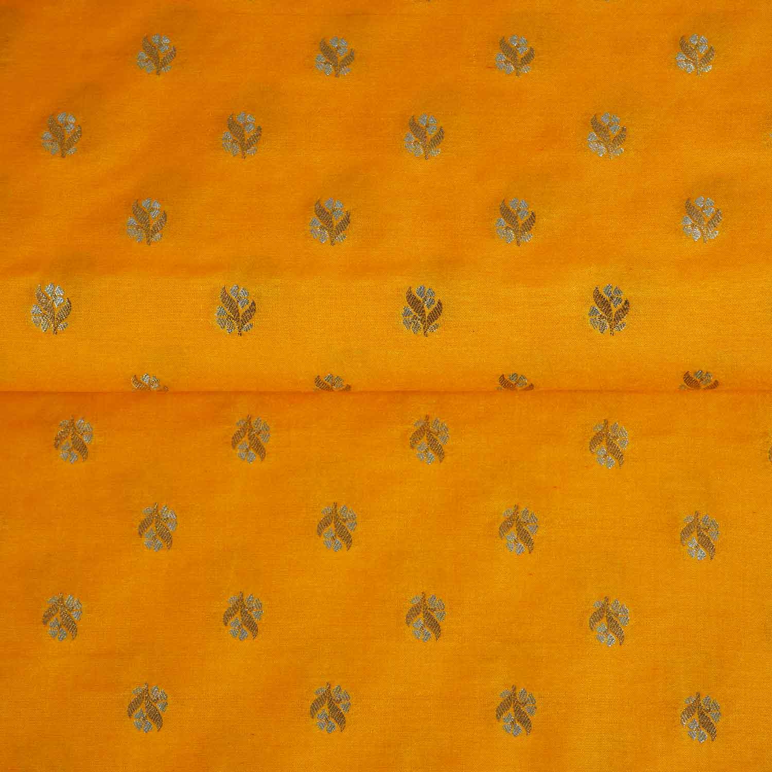 Mustard Yellow Butti Katan Silk Fabric NH-28871 - TradeUNO