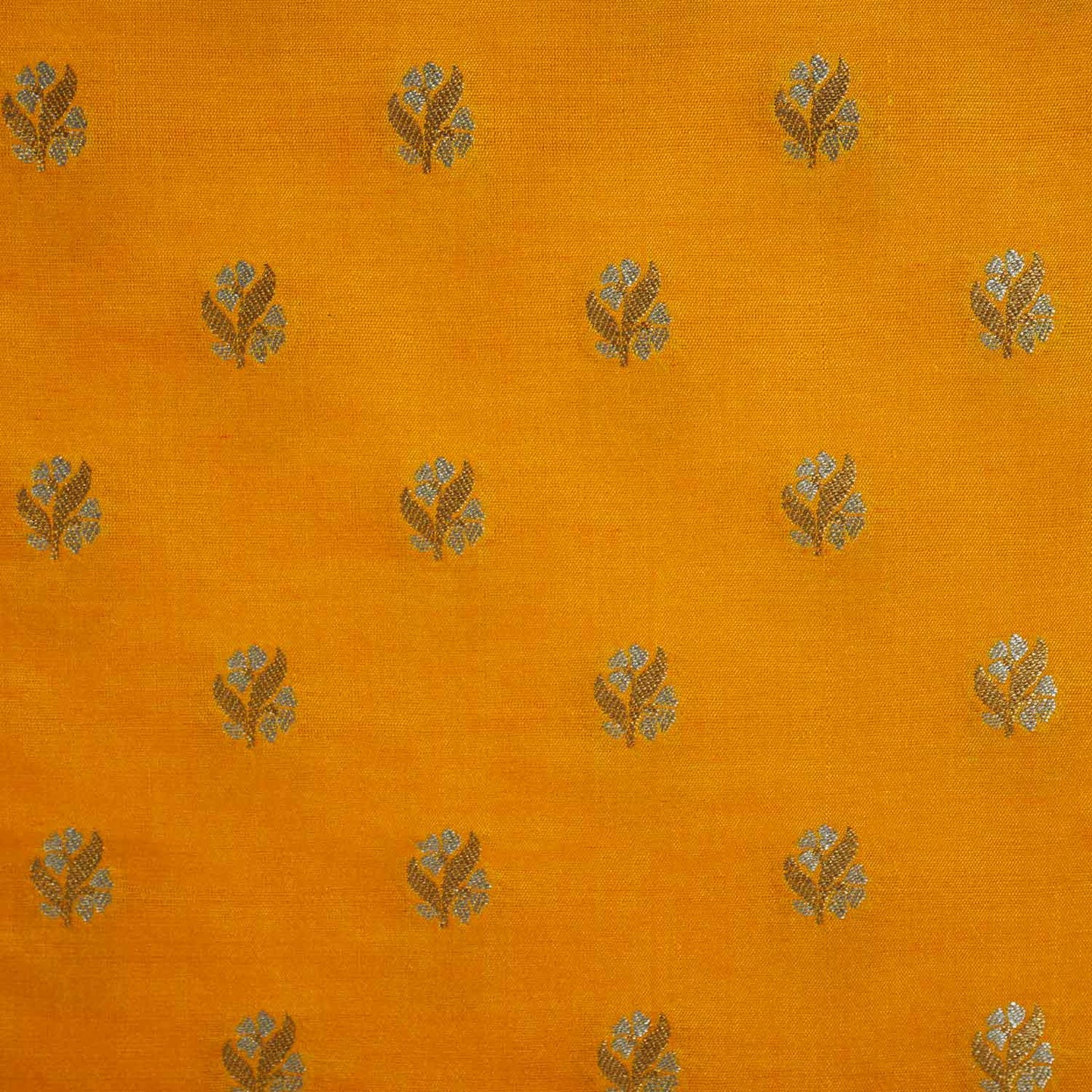 Mustard Yellow Butti Katan Silk Fabric NH-28871
