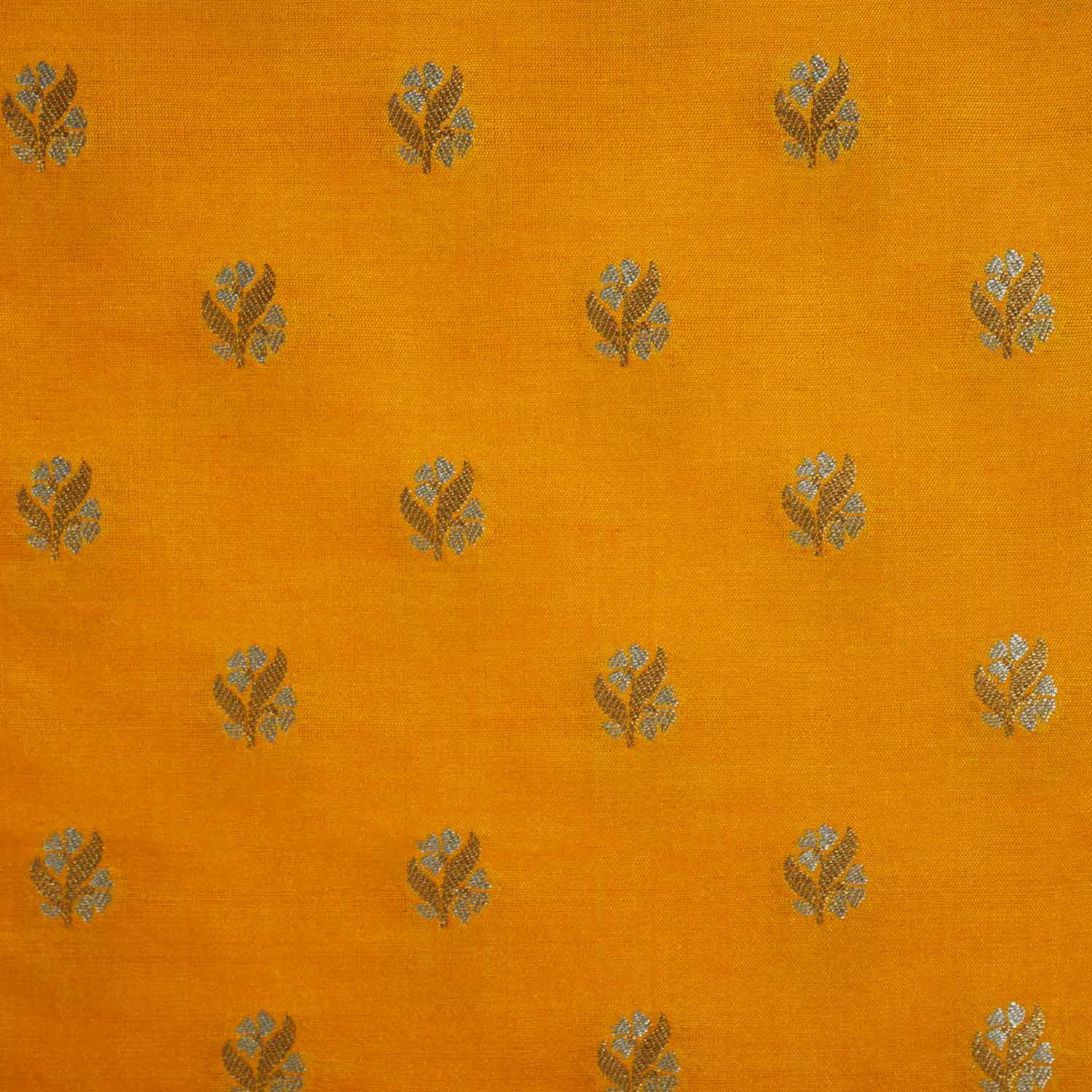 Mustard Yellow Butti Katan Silk Fabric NH-28871 - TradeUNO